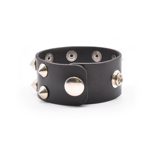 Βραχιόλι Δερμάτινο Μαύρο με Καρφιά - Image 4