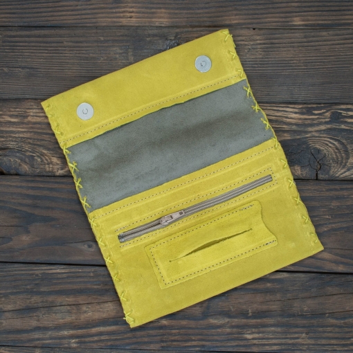 Καπνοθήκη Δερμάτινη Σουέτ Φάκελος Κίτρινη - Image 2