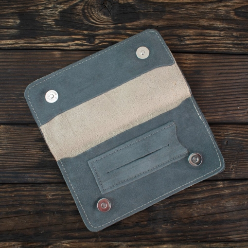 Καπνοθήκη Δερμάτινη Σουέτ Φάκελος Γκρι - Image 3