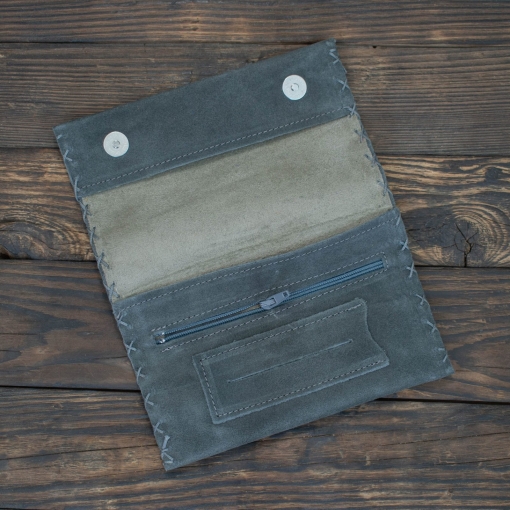 Καπνοθήκη Δερμάτινη Σουέτ Φάκελος Γκρι - Image 3