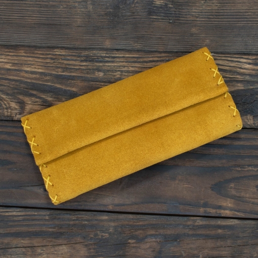 Καπνοθήκη Δερμάτινη Σουέτ Φάκελος Μουσταρδί