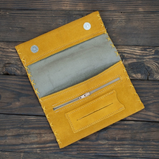 Καπνοθήκη Δερμάτινη Σουέτ Φάκελος Μουσταρδί - Image 3