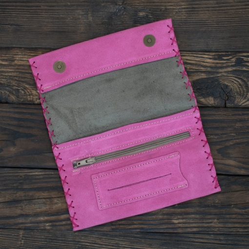 Καπνοθήκη Δερμάτινη Σουέτ Φάκελος Ροζ - Image 3