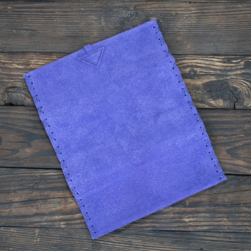 Καπνοθήκη Χειροποίητη Δερμάτινη Σουέτ με Κορδόνι Μωβ Ανοιχτό - Image 4