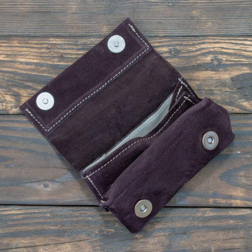 Καπνοθήκη Μικρό Πουγκί Δερμάτινη Σουέτ Καφέ - Image 3