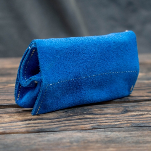 Καπνοθήκη Μικρό Πουγκί Δερματινη Σουέτ Μπλε