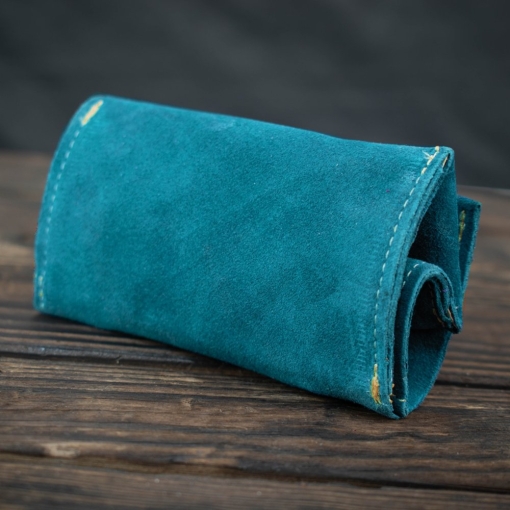 Καπνοθήκη Μικρό Πουγκί Δερμάτινο Σουέτ Κυανό - Image 3