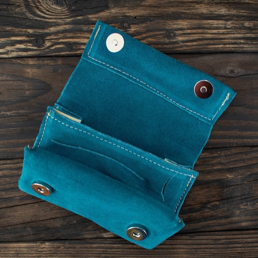 Καπνοθήκη Μικρό Πουγκί Δερμάτινο Σουέτ Κυανό - Image 4