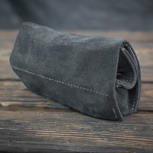 Καπνοθήκη Μικρό Πουγκί Δερματινη Σουέτ Σκούρο Γκρι - Image 3