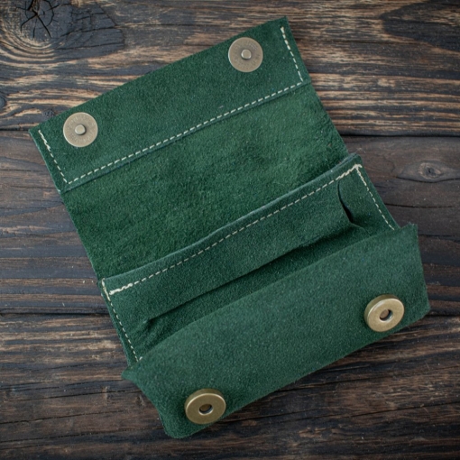 Καπνοθήκη Μικρό Πουγκί Δερμάτινη Σουέτ Πράσινο - Image 3