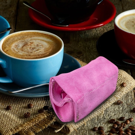 Καπνοθήκη Μικρό Πουγκί Δερματινη Σουέτ Ροζ - Image 6