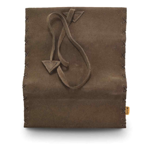 Καπνοθήκη Χειροποίητη Δερμάτινη Σουέτ με Κορδόνι Καφέ - Image 3