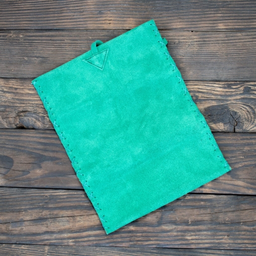 Καπνοθήκη Χειροποίητη Δερμάτινη Σουέτ με Κορδόνι Πράσινο Ανοιχτό - Image 4