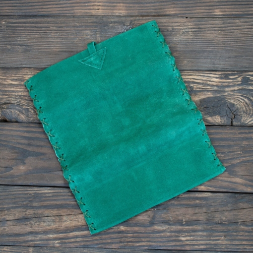 Καπνοθήκη Χειροποίητη Δερμάτινη Σουέτ με Κορδόνι Πράσινο - Image 4