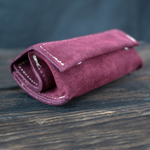 Καπνοθήκη Μικρό Πουγκί Δερματινη Σουέτ Μπορντώ - Image 3