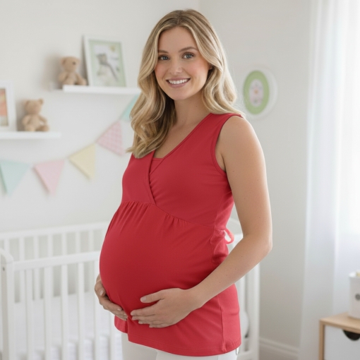 Αμάνικη Μπλούζα Εγκυμοσύνης Κόκκινο