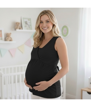 Αμάνικη Μπλούζα Εγκυμοσύνης Μαύρο