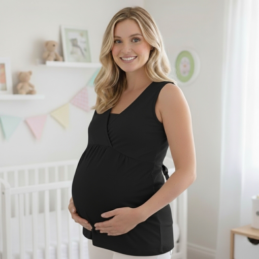 Αμάνικη Μπλούζα Εγκυμοσύνης Μαύρο