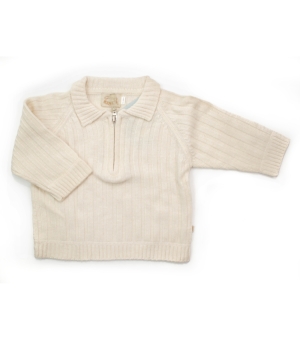 Βρεφικό Πλεκτό Μπλουζάκι Εκρού Με Φερμουάρ