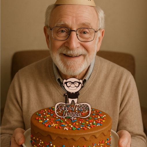 Ξύλινο Τόπερ για Τούρτα Χρόνια Πολλά Παππού - Image 2