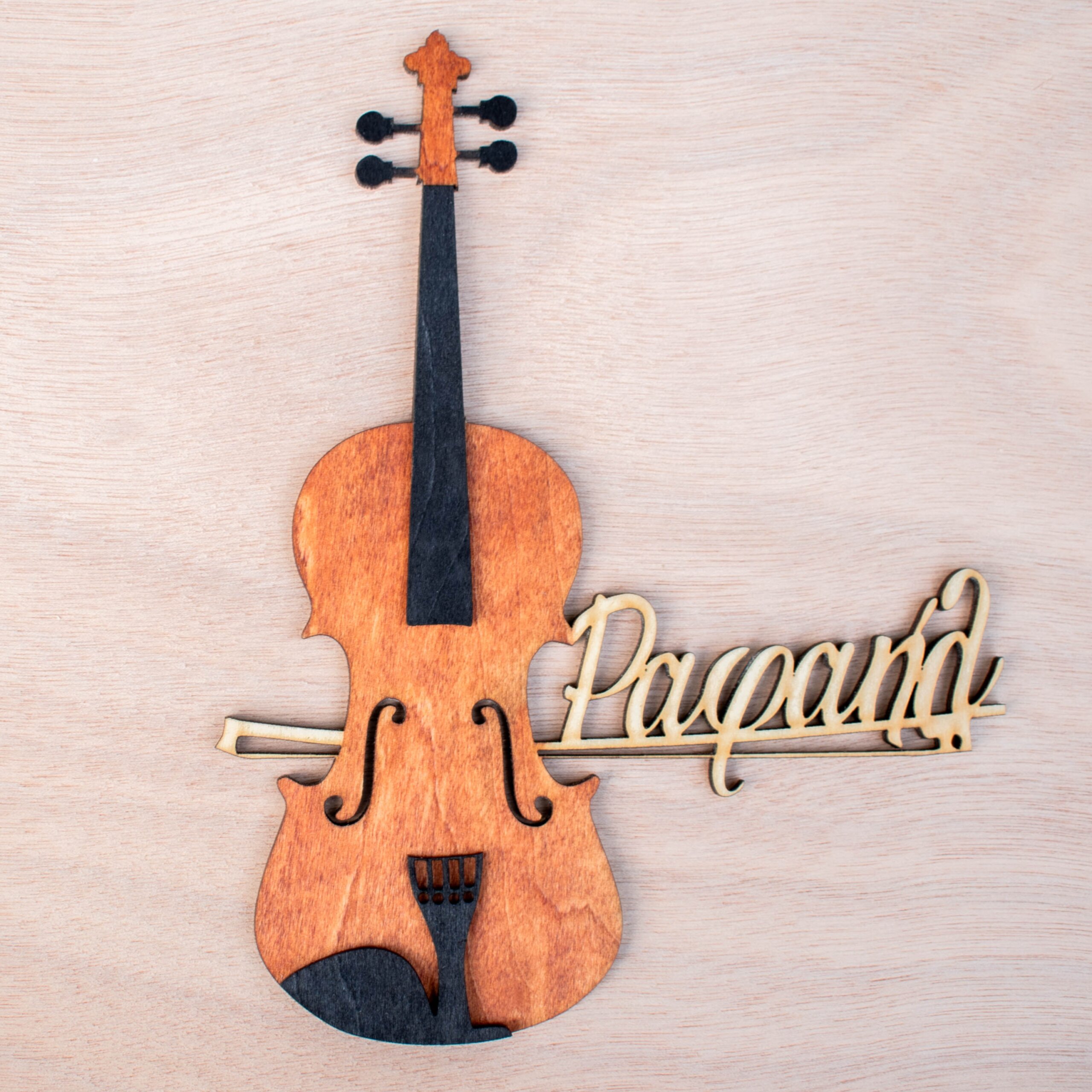 Ξύλινη Πινακίδα Πόρτας Βιολί με Custom Όνομα