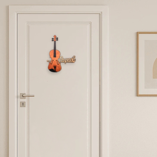 Ξύλινη Πινακίδα Πόρτας Βιολί με Όνομα - Image 2