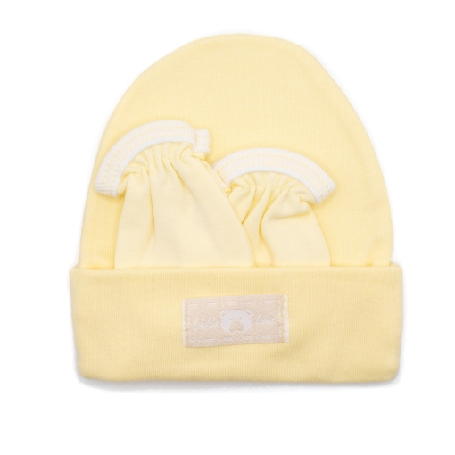 Σετ Σκουφάκι Γαντάκια για Νεογέννητο Κίτρινο